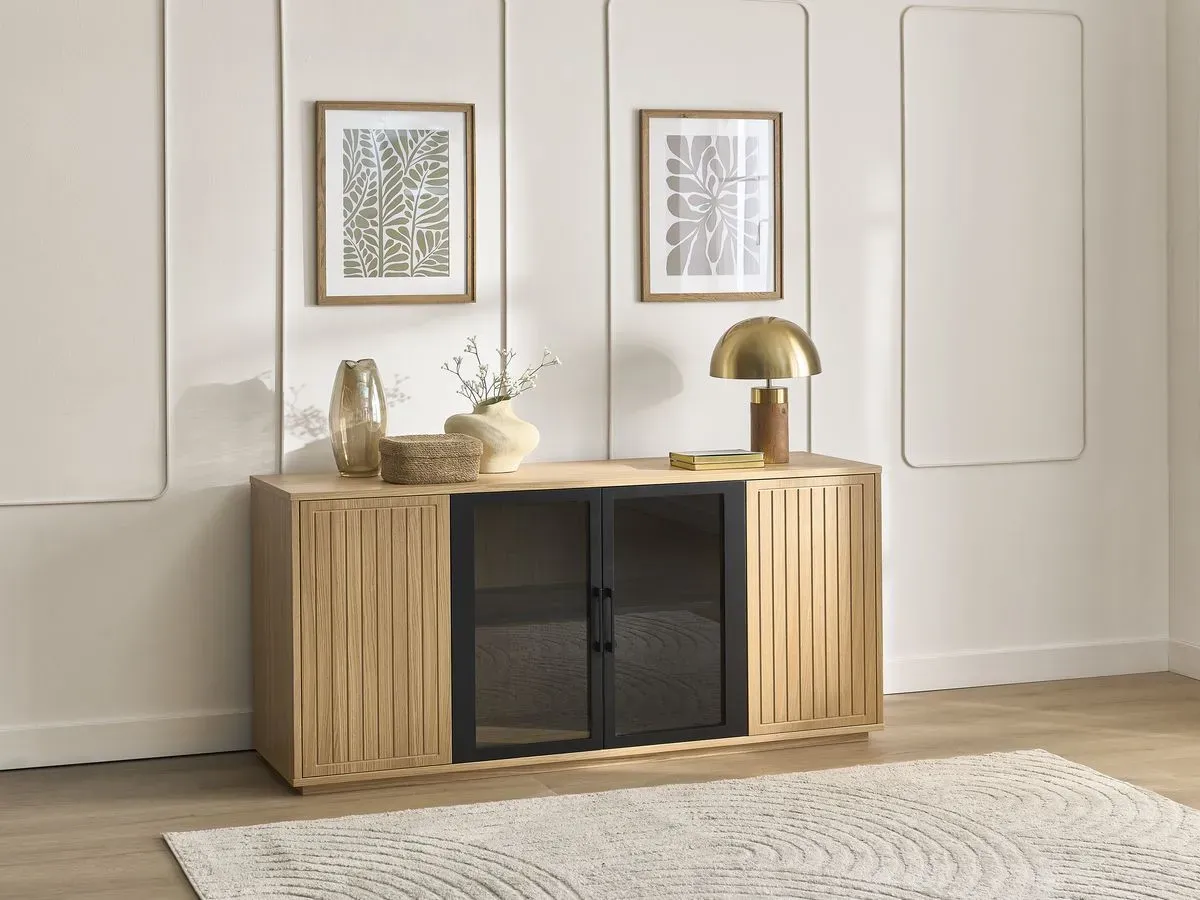 Illustration numéro 3 du produit Buffet 4 portes 160 cm THEMYS placage chêne massif    BOBOCHIC