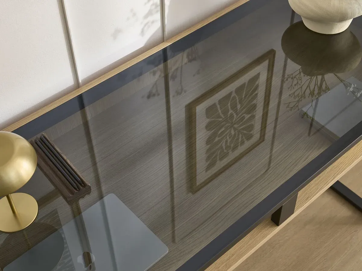 Illustration numéro 3 du produit Bureau avec niche THEMYS placage chêne massif    BOBOCHIC