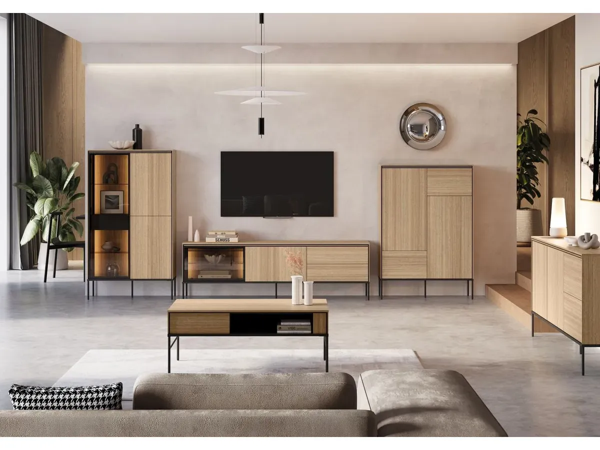 Illustration numéro 3 du produit Table basse 110 cm VERONA effet chêne avec niche    BOBOCHIC