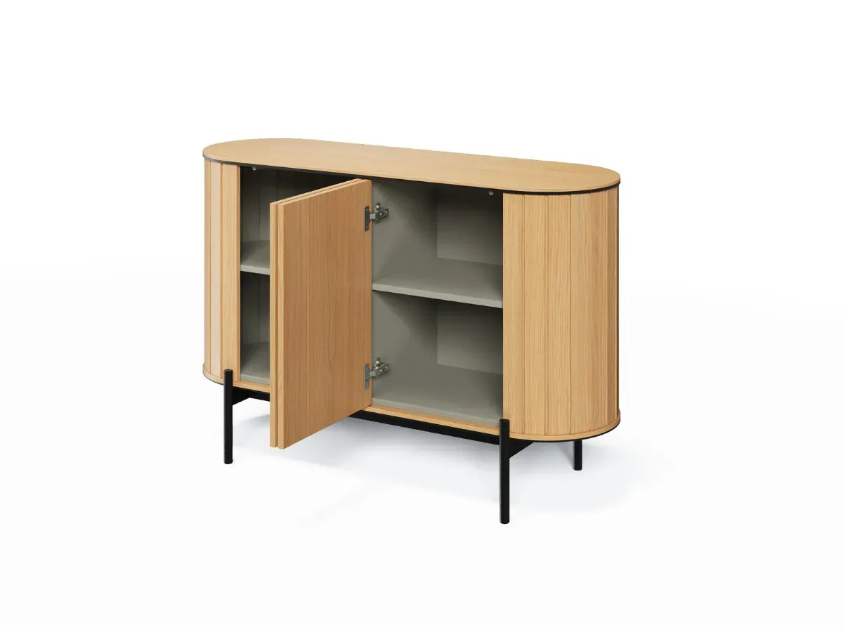 Illustration numéro 3 du produit Buffet arrondi 2 portes 124 cm AMBOISE couleur chêne    BOBOCHIC