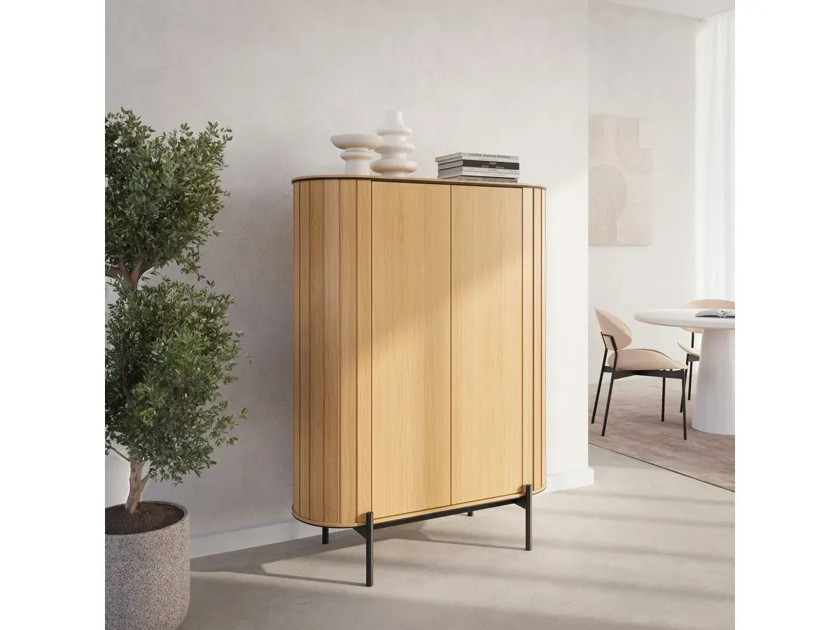 Illustration numéro 3 du produit Buffet haut arrondi 2 portes 107 cm AMBOISE couleur chêne    BOBOCHIC