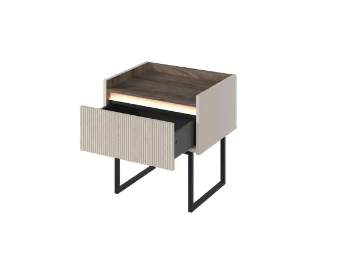 Illustration numéro 3 du produit Lot de 2 chevets LOUNA 1 tiroir avec LED    BOBOCHIC