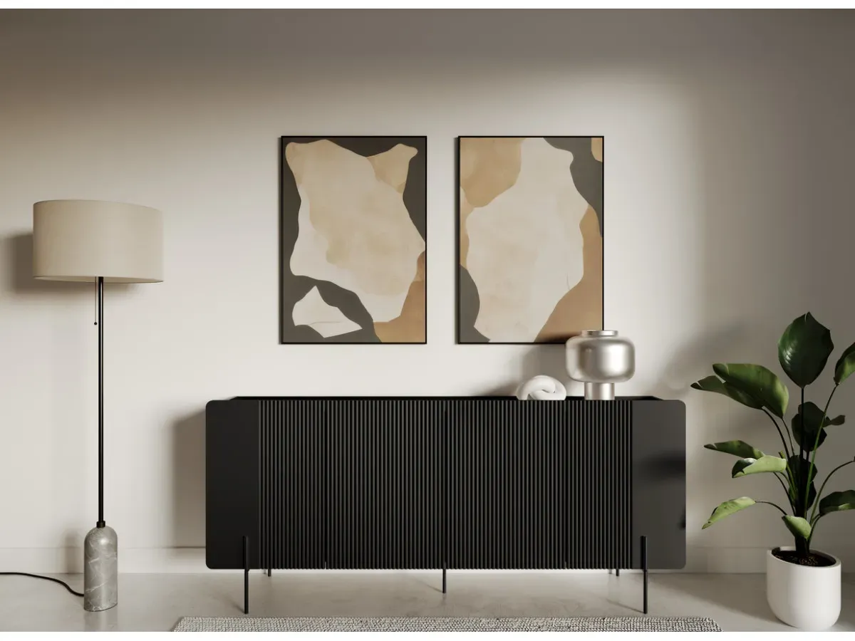 Illustration numéro 3 du produit Buffet 4 portes 200 cm MATHILDE pieds noir    BOBOCHIC