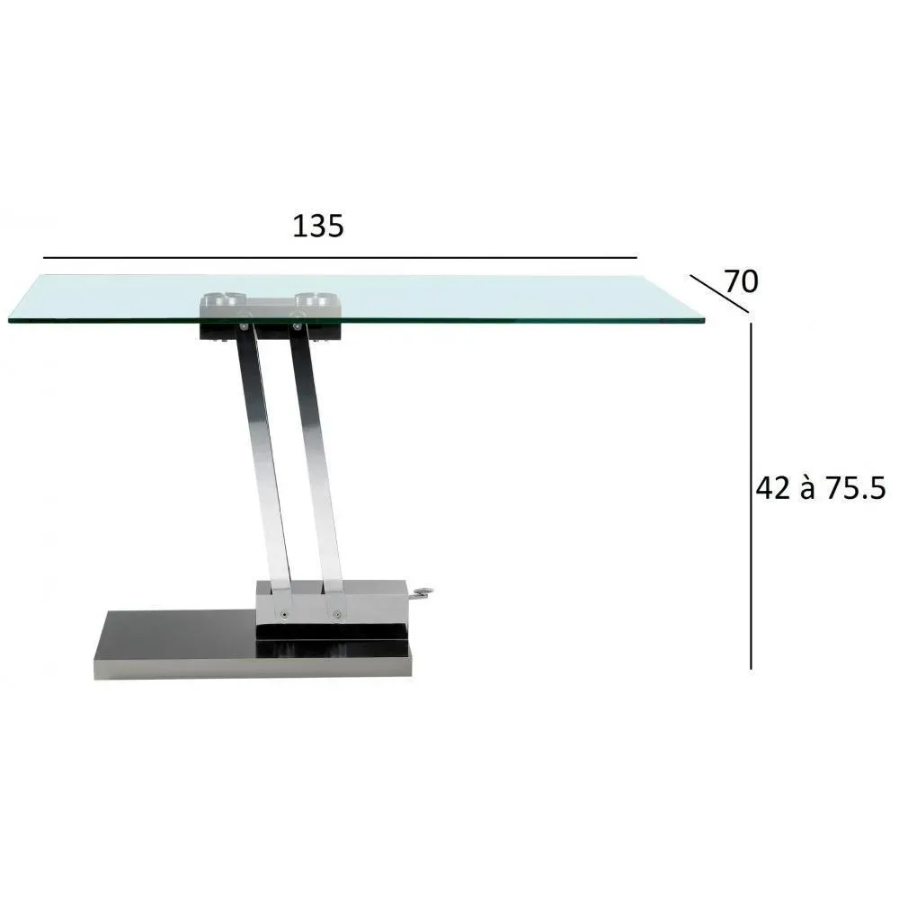 Illustration numéro 3 du produit Table basse relevable BRAVO en verre transparent structure chromée