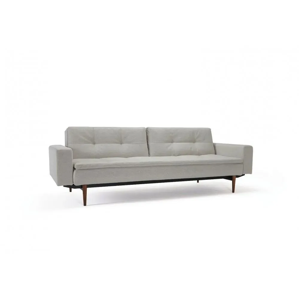 Illustration numéro 3 du produit INNOVATION LIVING  Canapé design DUBLEXO STYLETTO avec accoudoirs blanc Mixed Dance Natural convertible lit 200*115 cm pieds chene fonce