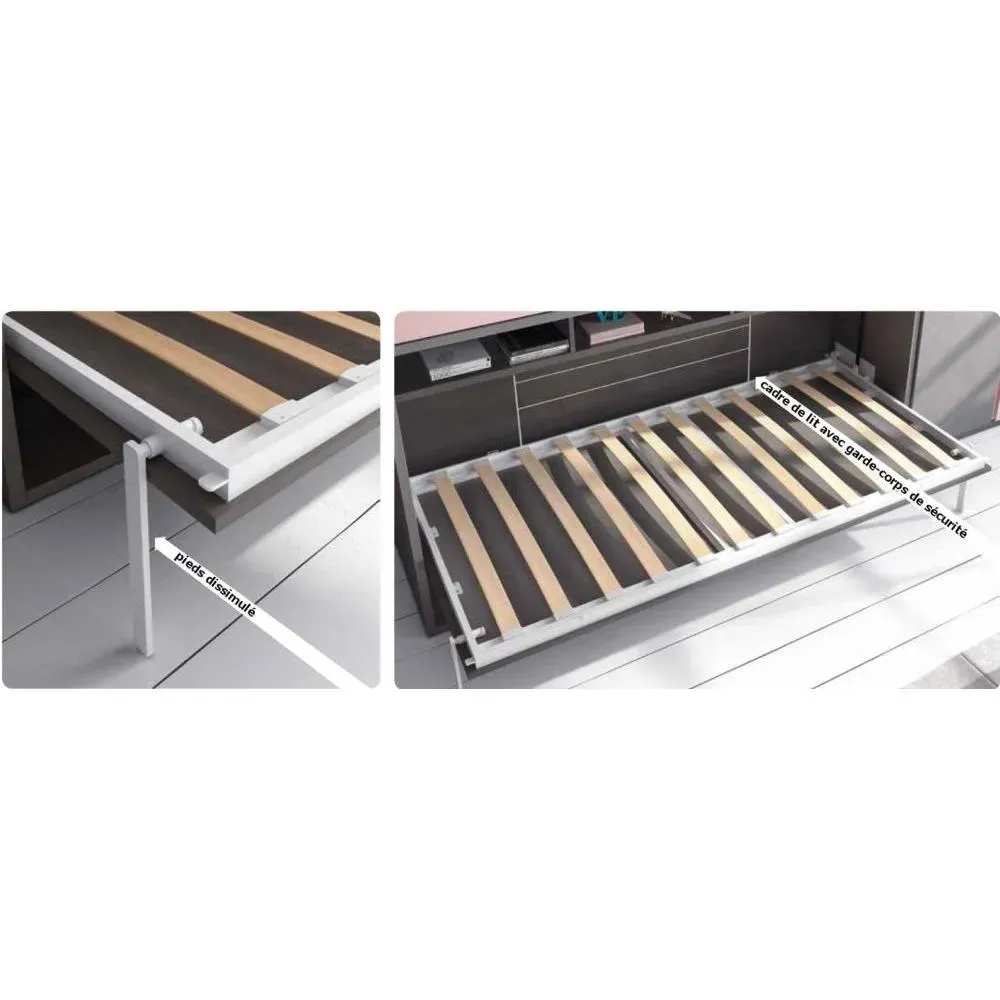 Illustration numéro 3 du produit Armoire lit escamotable AGATA chêne couchage 160 cm