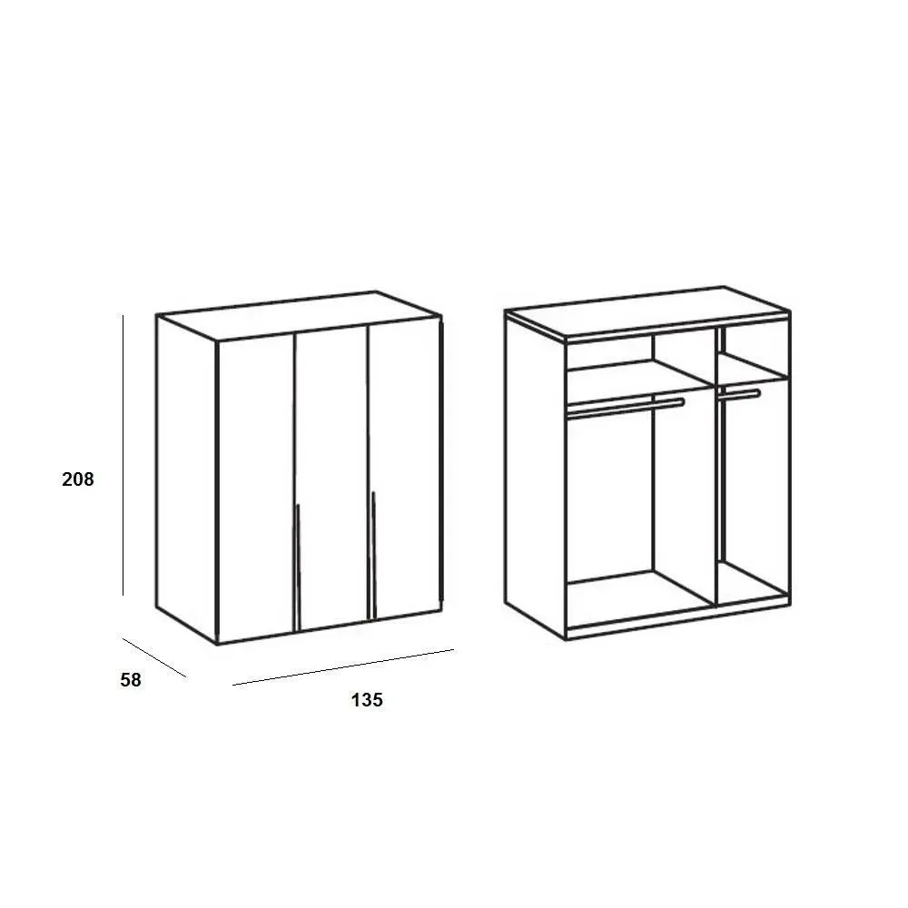 Illustration numéro 3 du produit Armoire 3 portes WILMA 135 cm blanche
