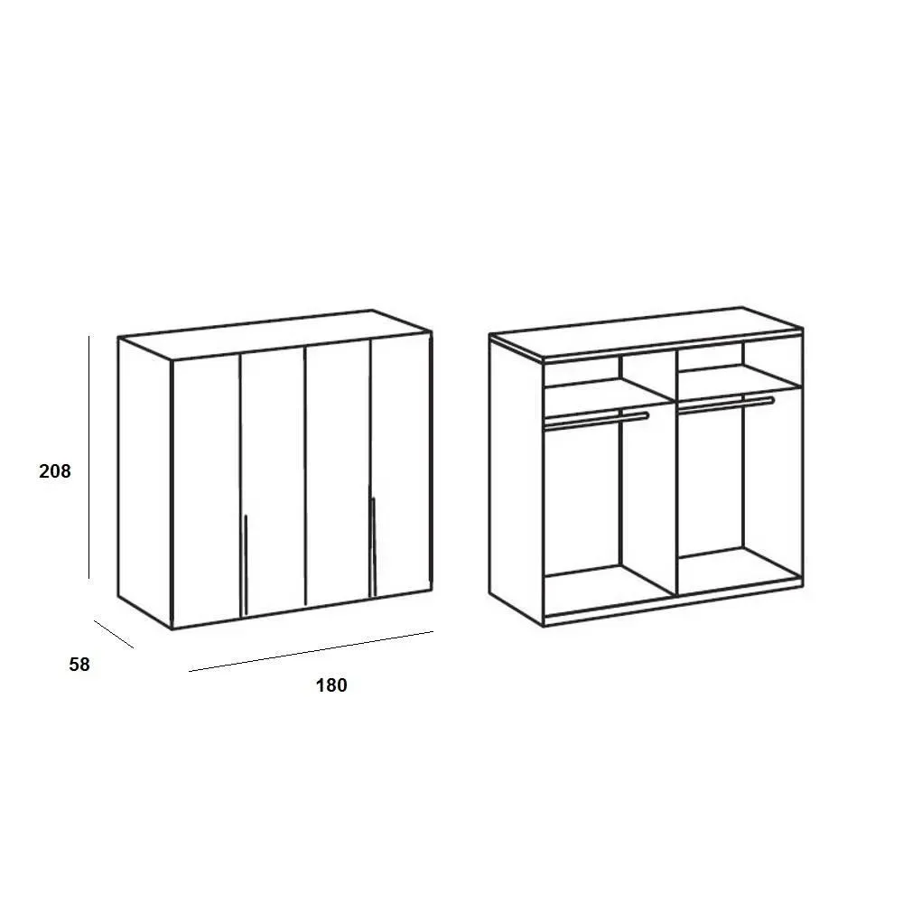 Illustration numéro 3 du produit Armoire 4 portes WILMA 180 cm blanche
