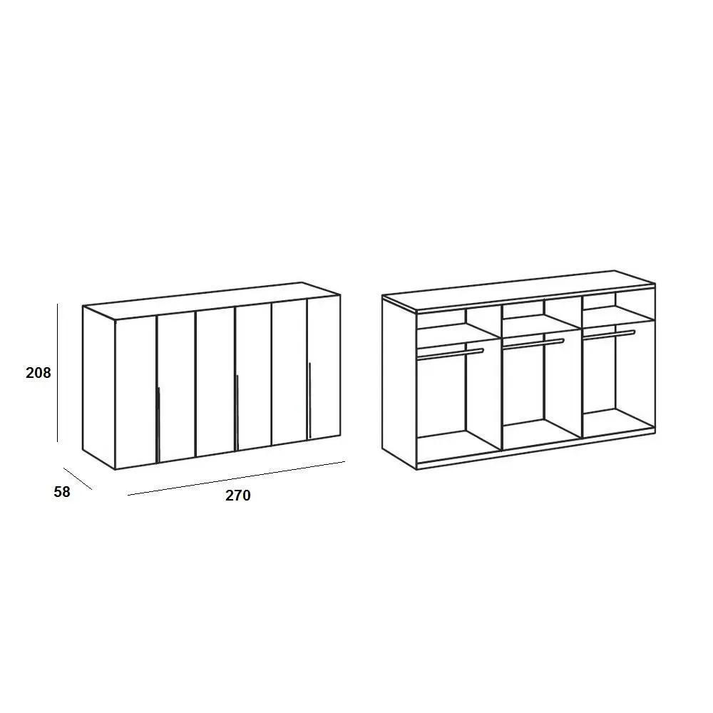 Illustration numéro 3 du produit Armoire 6 portes WILMA 270 cm blanche