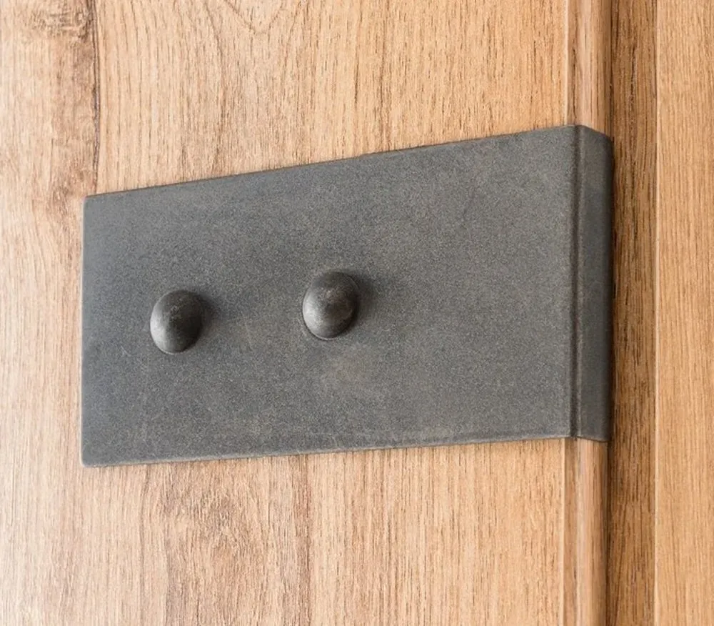 Illustration numéro 3 du produit Armoire LISBURN style industriel 135 cm 3 portes 2 tiroirs chêne poutre graphite