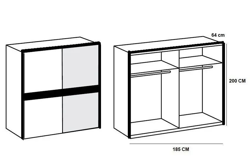 Illustration numéro 3 du produit Armoire portes coulissantes COMBER 179 cm blanc / rechampis anthracite