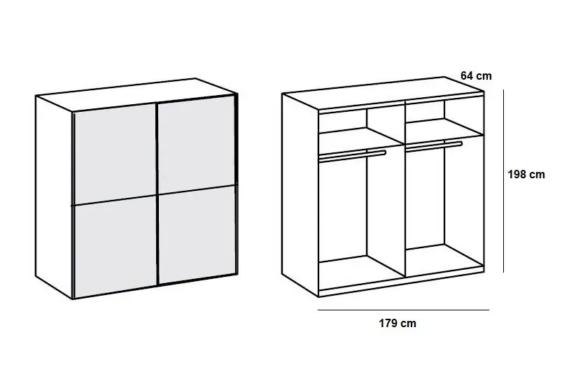 Illustration numéro 3 du produit Armoire CLAPTON 179 cm portes coulissantes gris graphite / miroir