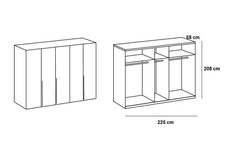 Illustration numéro 3 du produit Armoire 5 portes WILMA 225 cm chêne naturel
