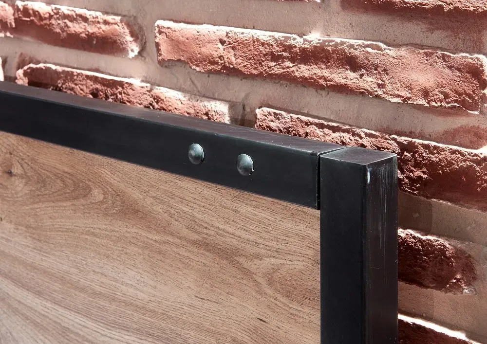 Illustration numéro 3 du produit Lit PORTLAND style industriel 160 x 200 cm chêne poutre / métal