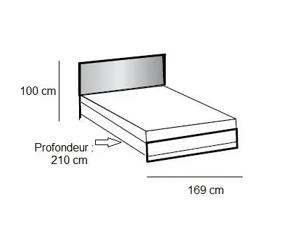 Illustration numéro 3 du produit Lit PORTLAND style industriel 160 x 200 cm chêne poutre / tête synthétique vieilli