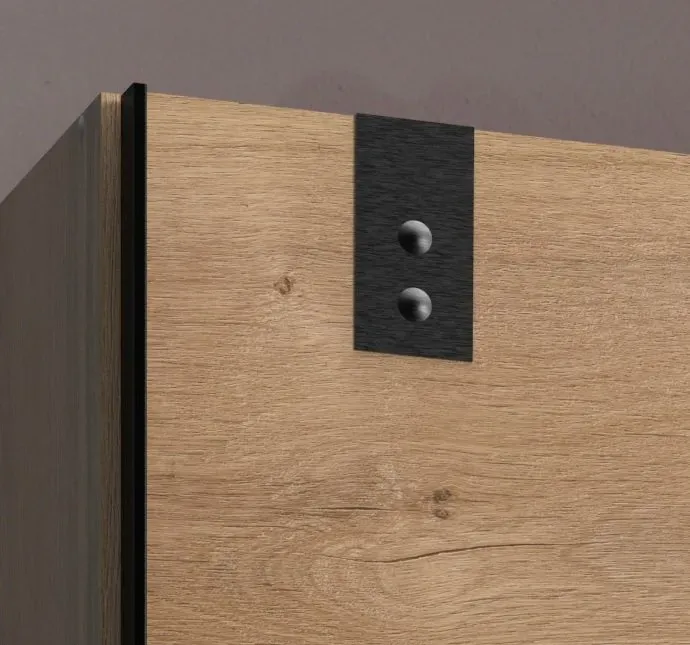 Illustration numéro 3 du produit Armoire EMY style industriel 180 cm coulissante chêne poutre / miroir