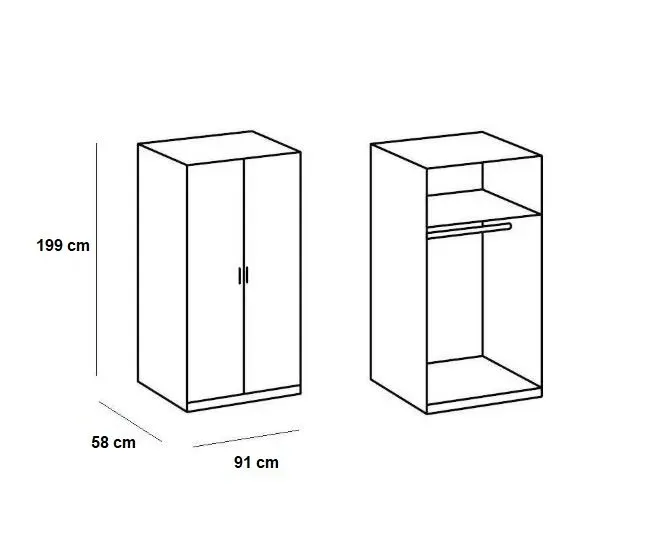 Illustration numéro 3 du produit Ensemble de rangement d'angle GABY chêne portes blanc laqué 216 x 260 cm