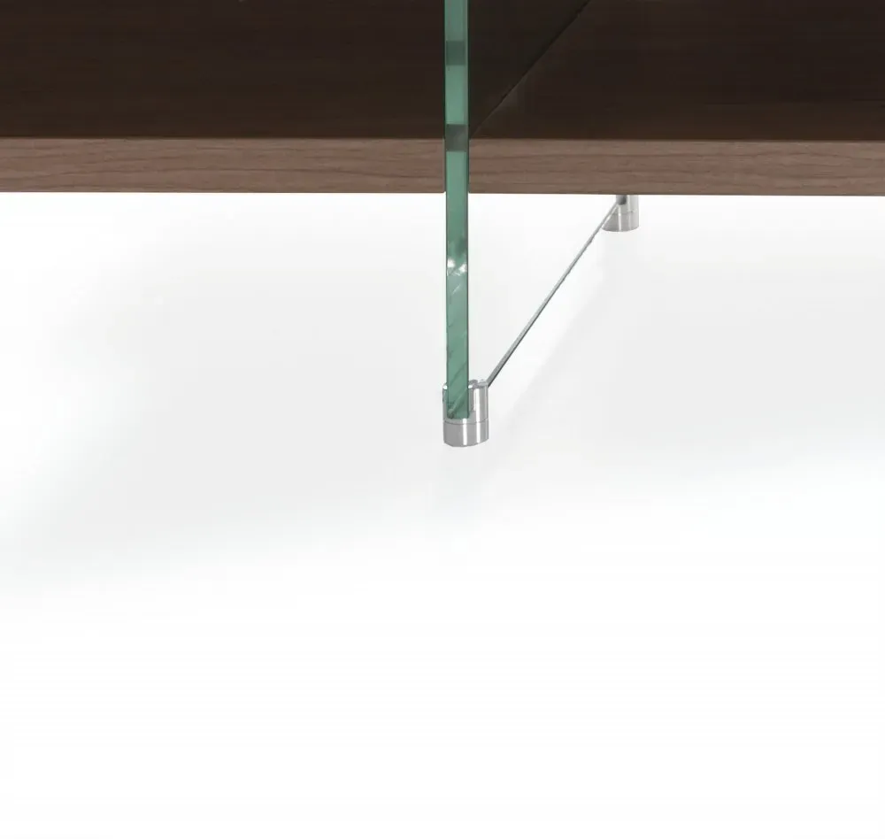 Illustration numéro 3 du produit Buffet/Meuble TV design MADY 180cm Noyer portes coulissantes et piètement en verre