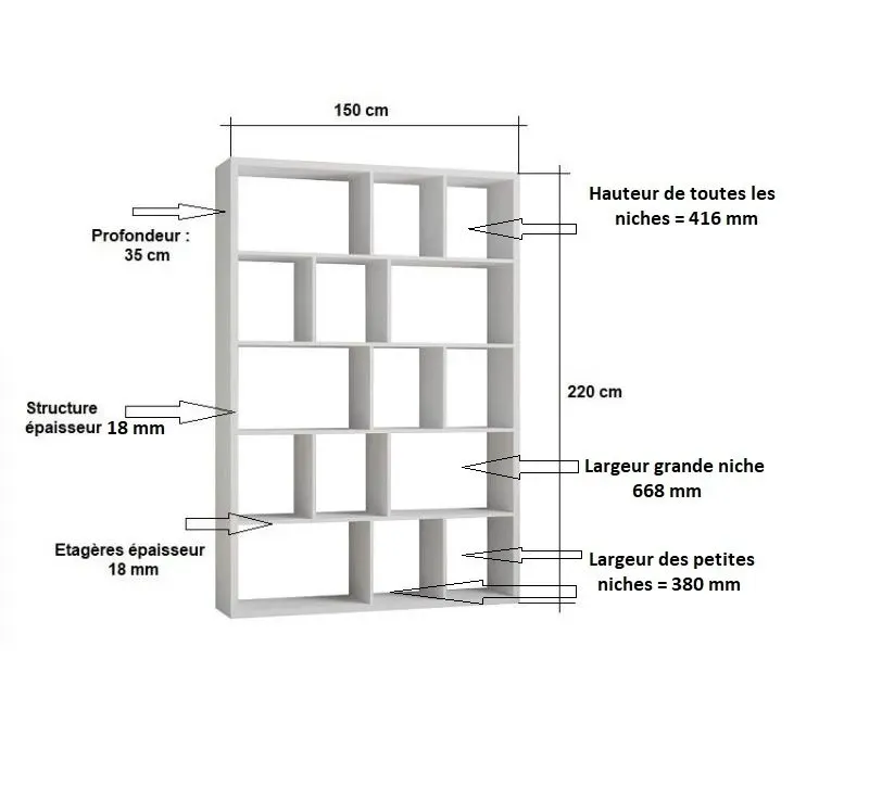 Illustration numéro 3 du produit Bibliothèque design RUBY chêne naturel largeur 150 cm
