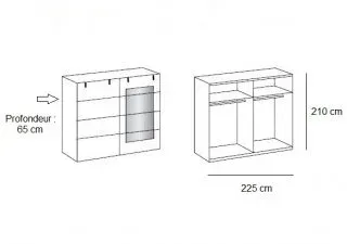 Illustration numéro 3 du produit Chambre à coucher complète  VERNON couchage 160 x 200 cm pin argenté et graphite