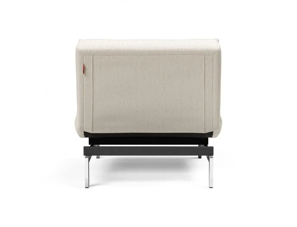 Illustration numéro 3 du produit INNOVATION LIVING  Fauteuil design SPLITBACK CHROME convertible lit 90*115 cm tissu Bouclé Off White