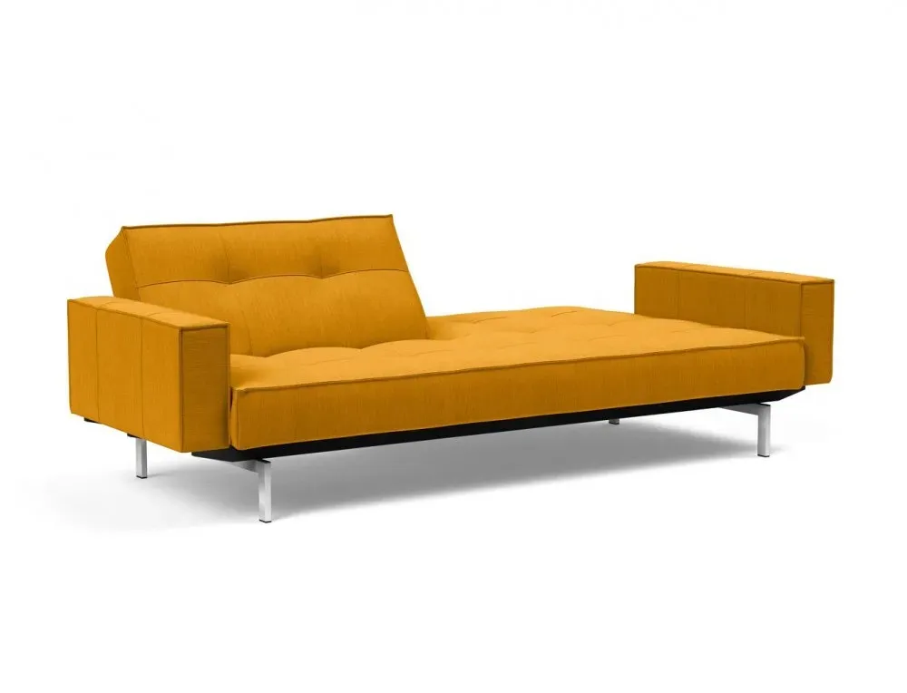 Illustration numéro 3 du produit INNOVATION LIVING Canapé SPLITBACK pieds chromé avec accoudoirs convertible lit 115*210 cm tissu Elegance Burned Curry