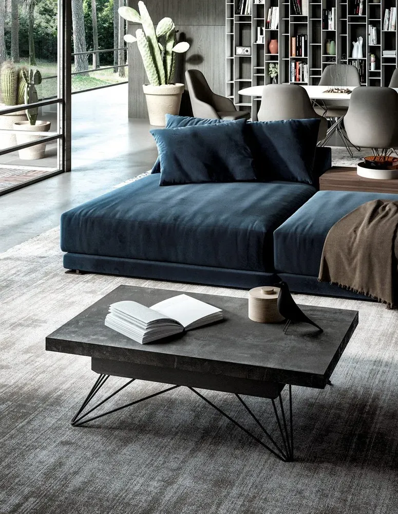 Illustration numéro 3 du produit Table basse convertible RAY Plateau Eco-bois Pierre et Piétement Métal