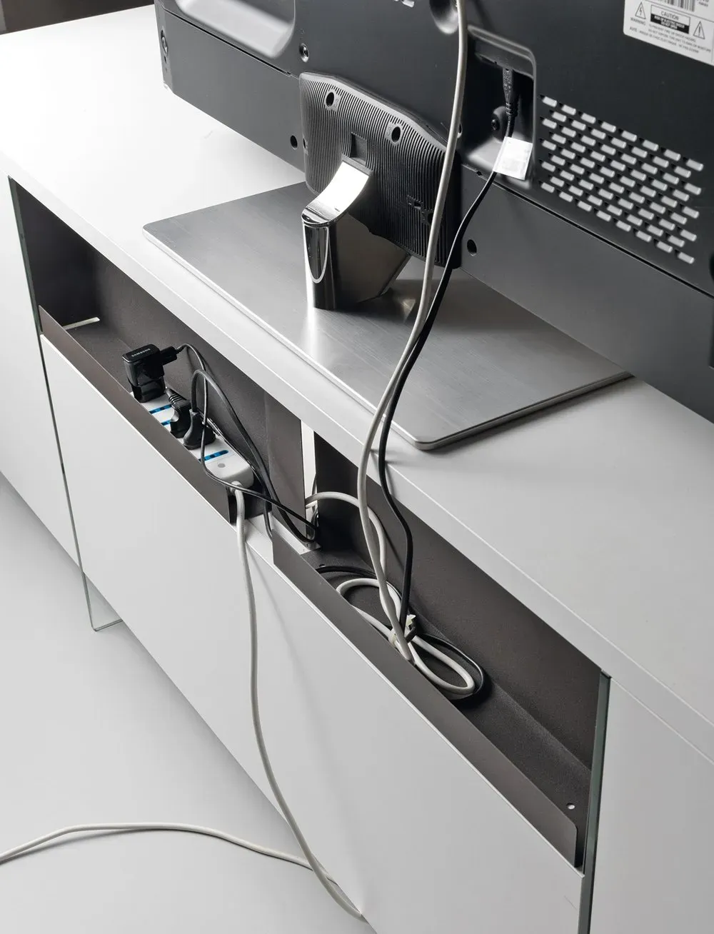 Illustration numéro 3 du produit Meuble TV MOVIE en stratifié écologique coloris blanc mat