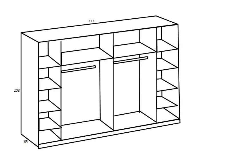 Illustration numéro 3 du produit Armoire STOKE 2 portes coulissantes 2 portes battantes corps graphite rechampis chêne poutre