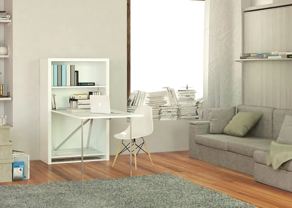 Illustration numéro 3 du produit Bureau pliant mobile BEX plateau 80 x 127 cm 2 étagères