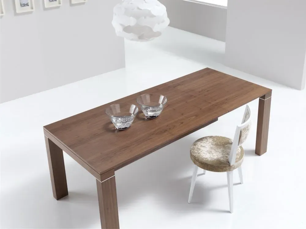 Illustration numéro 3 du produit Table repas extensible ARMONIA 8 couverts 140/210x90cm pieds bois foncé plateau noyer