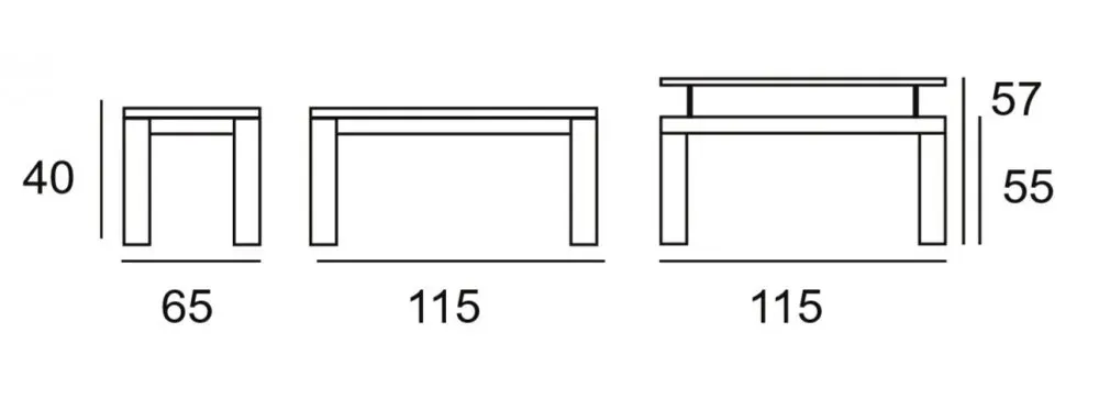 Illustration numéro 3 du produit Table basse relevable 115 x 65 cm ARMONIA pieds noyer plateau verre blanc