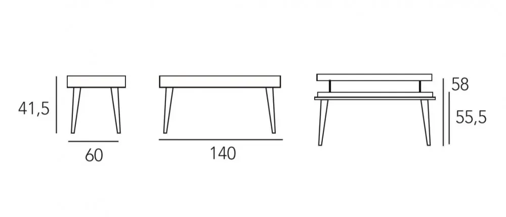 Illustration numéro 3 du produit Table basse relevable DEMOS 140 x 60 x 41 cm  pieds bois clair plateau chêne