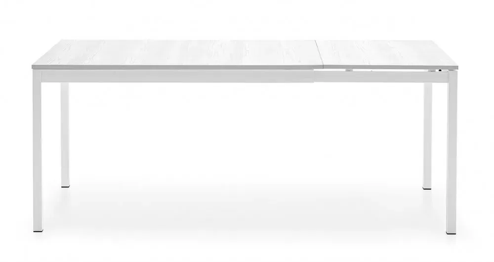 Illustration numéro 3 du produit Table extensible 6 couverts SNAP 160 cm pieds métal plateau mélaminé blanc
