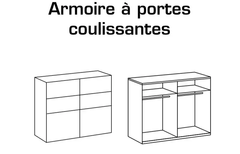 Illustration numéro 3 du produit Armoire 2 portes  coulissantes ANGIE 225 cm chêne hickory et graphite