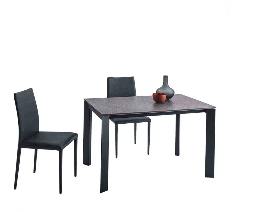 Illustration numéro 3 du produit Table 10 couverts TEOREMA extensible 160 à 250cm pieds métal graphite plateau mélaminé pierre gris