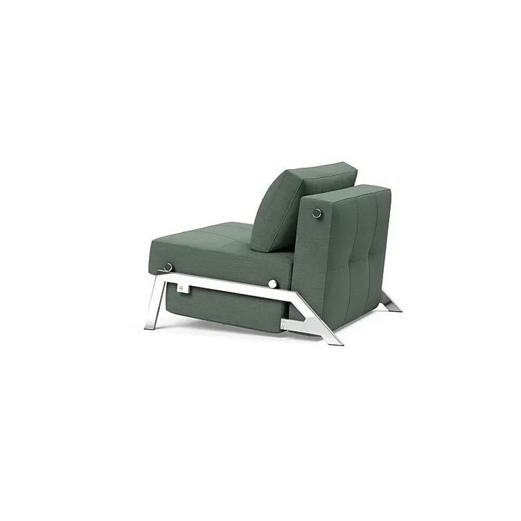 Illustration numéro 3 du produit INNOVATION LIVING  Fauteuil design SOFABED CUBED 02 CHROME Elegance Green convertible lit 200x90 cm