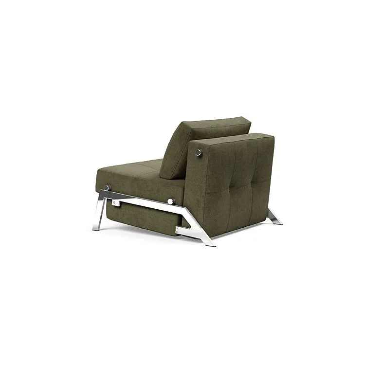 Illustration numéro 3 du produit INNOVATION LIVING  Fauteuil design SOFABED CUBED 02 CHROME Cordufine Pine Green convertible lit 200x90 cm