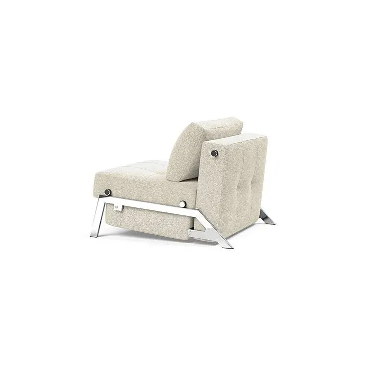 Illustration numéro 3 du produit INNOVATION LIVING  Fauteuil design SOFABED CUBED 02 CHROME Taura Off White convertible lit 200x90 cm