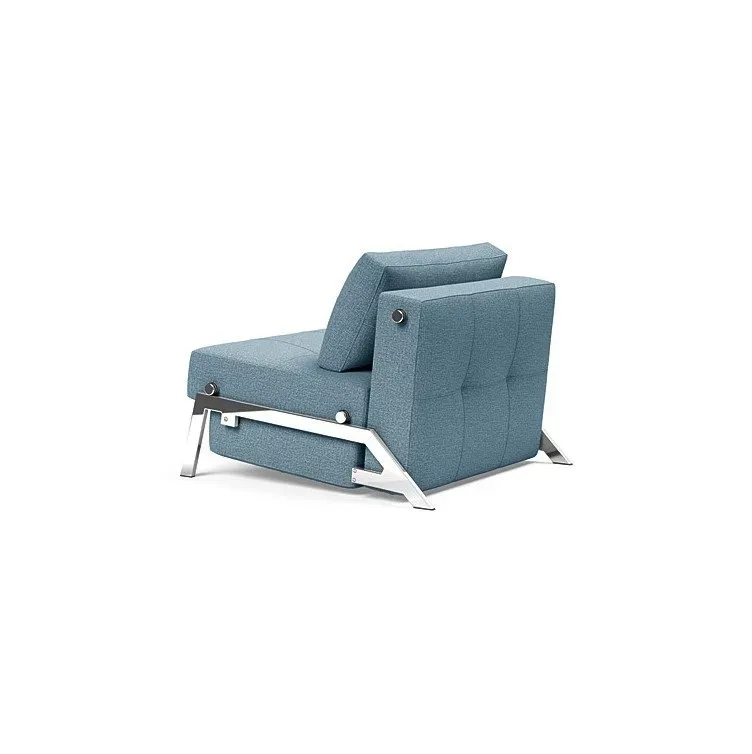 Illustration numéro 3 du produit INNOVATION LIVING  Fauteuil design SOFABED CUBED 02 CHROME Mixed Dance Light Blue convertible lit 200x90 cm