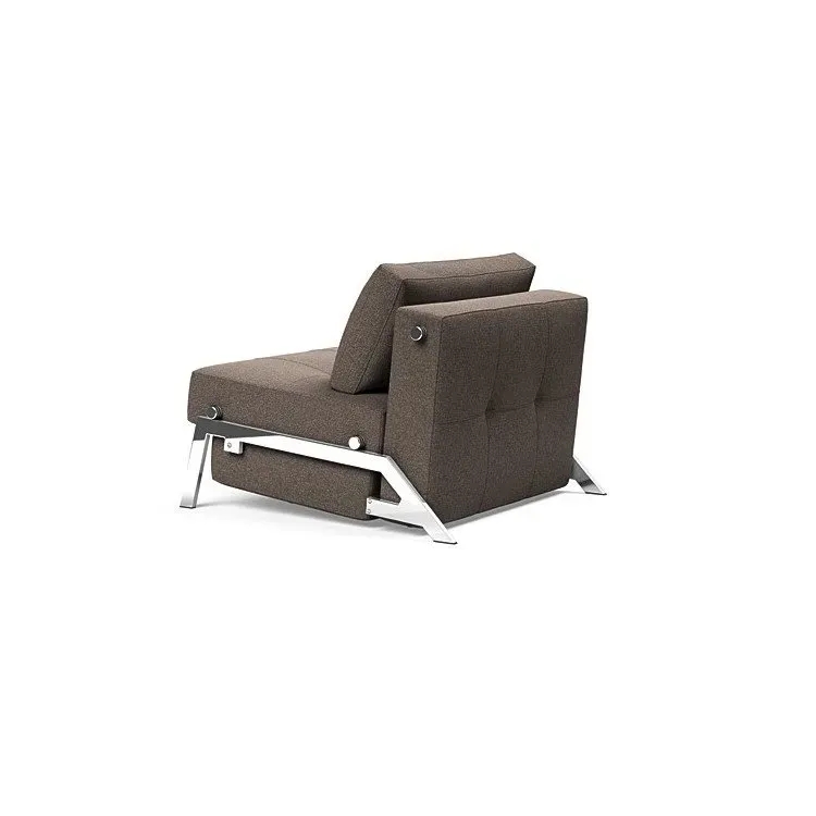 Illustration numéro 3 du produit INNOVATION LIVING  Fauteuil design SOFABED CUBED 02 CHROME Bouclé Taupe convertible lit 200x90 cm