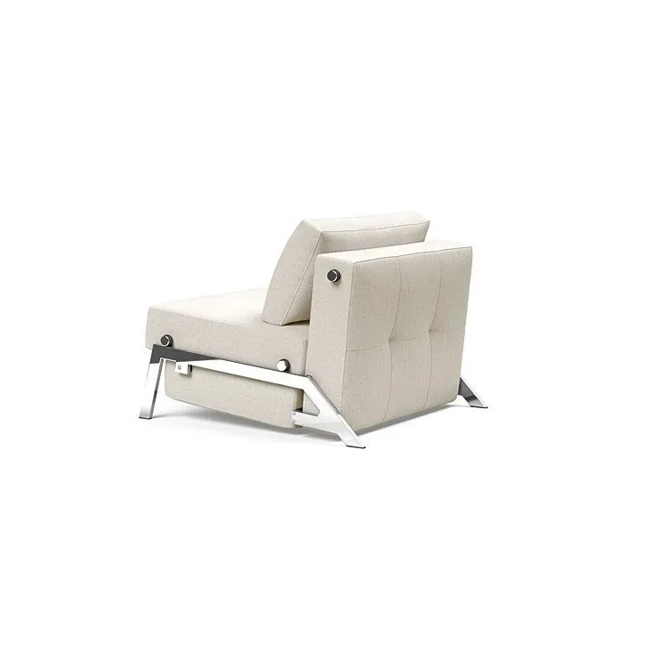 Illustration numéro 3 du produit INNOVATION LIVING  Fauteuil design SOFABED CUBED 02 CHROME Bouclé Off White convertible lit 200x90 cm