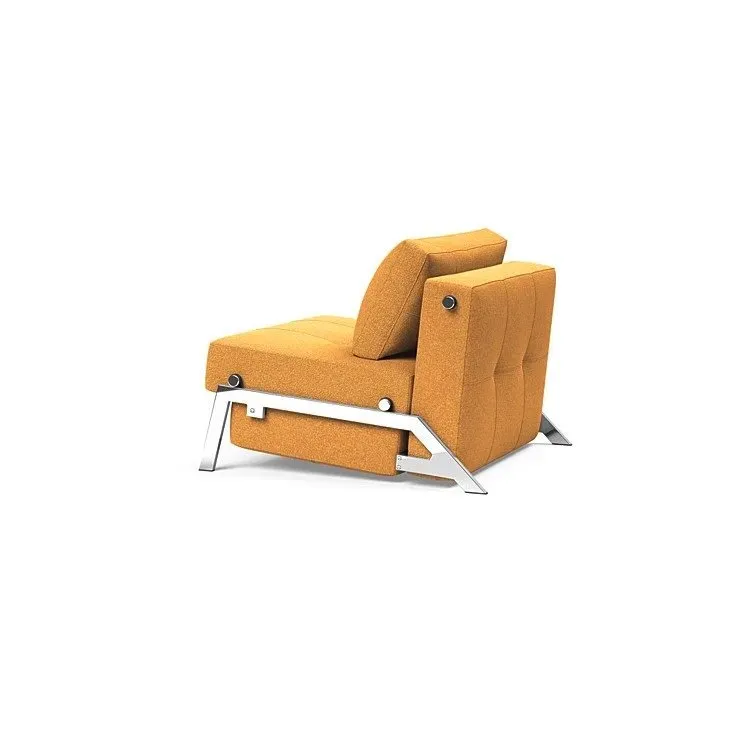 Illustration numéro 3 du produit INNOVATION LIVING  Fauteuil design SOFABED CUBED 02 CHROME Bouclé Ochre convertible lit 200x90 cm
