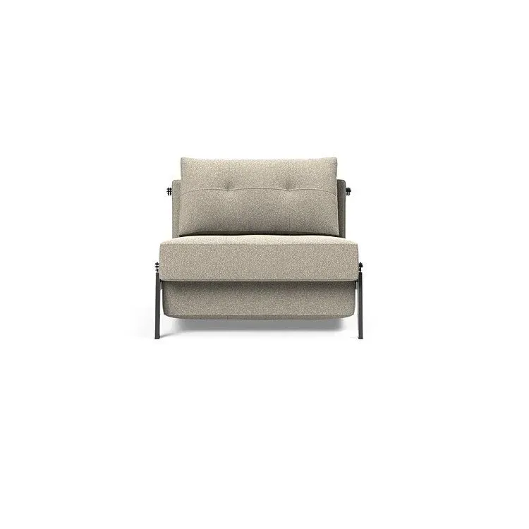 Illustration numéro 3 du produit INNOVATION LIVING  Fauteuil design SOFABED CUBED 02 CHROME Bouclé Beige convertible lit 200x90 cm