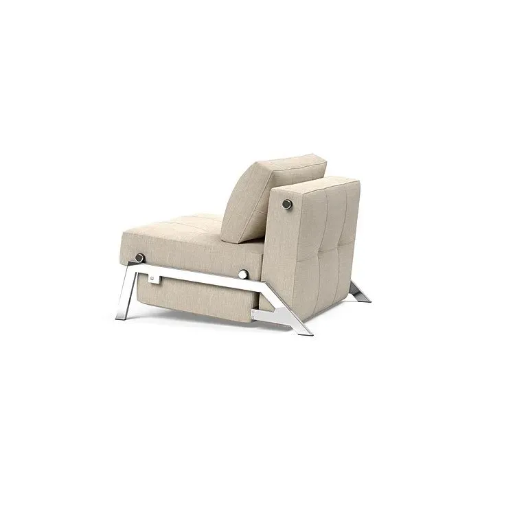 Illustration numéro 3 du produit INNOVATION LIVING  Fauteuil design SOFABED CUBED 02 CHROME Phobos Latte convertible lit 200x90 cm