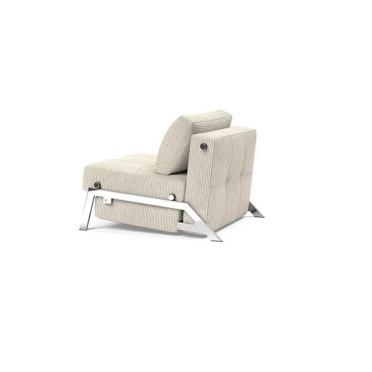 Illustration numéro 3 du produit INNOVATION LIVING  Fauteuil design SOFABED CUBED 02 CHROME Corduroy Ivory convertible lit 200x90 cm