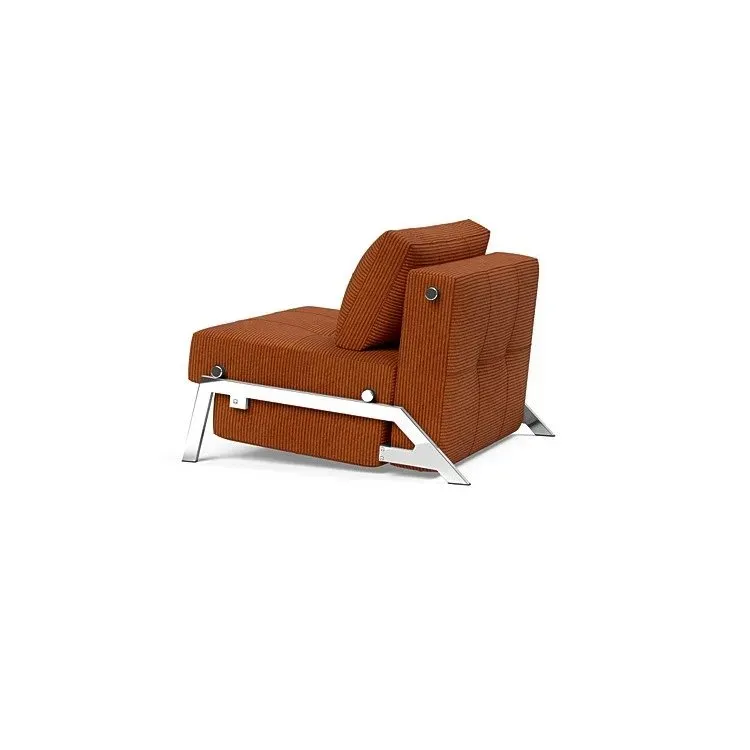 Illustration numéro 3 du produit INNOVATION LIVING  Fauteuil design SOFABED CUBED 02 CHROME Corduroy Orange convertible lit 200x90 cm