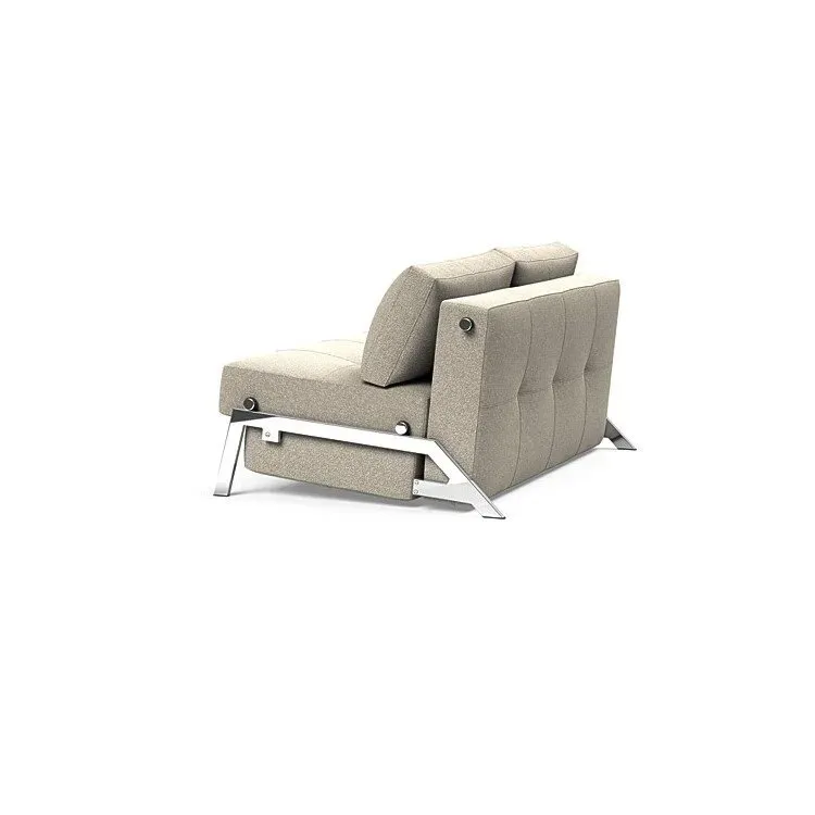 Illustration numéro 3 du produit INNOVATION LIVING  Canapé design CUBED 02 CHROME convertible 200x140 cm tissu Bouclé Beige