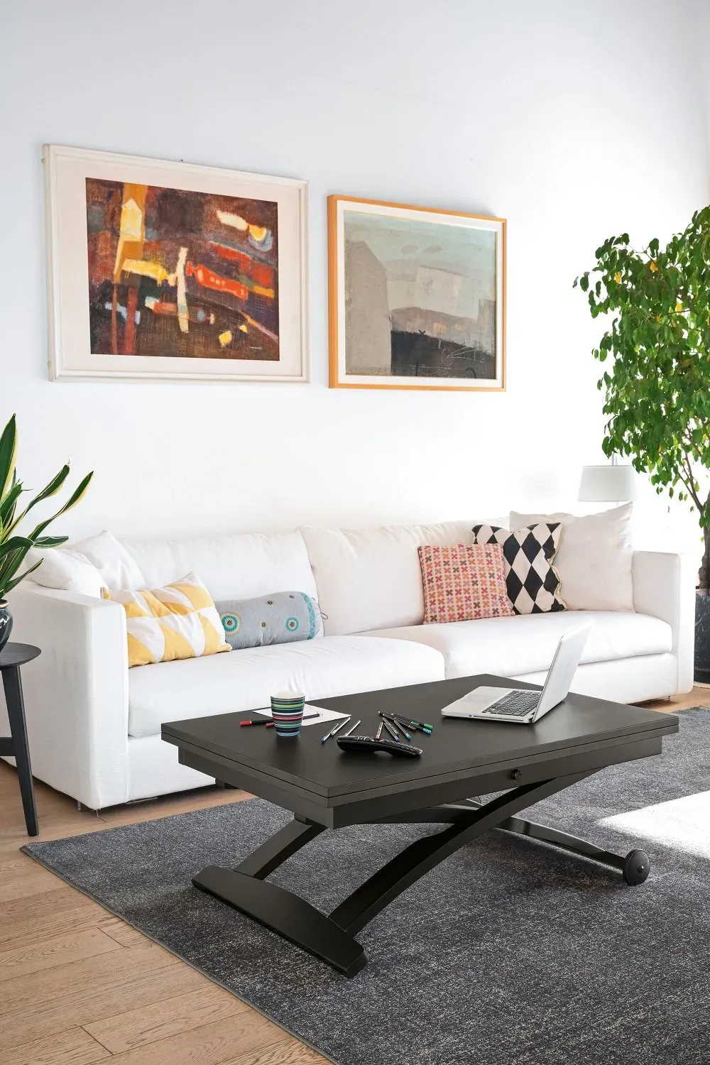 Illustration numéro 3 du produit Table basse relevable extensible italienne MASCOTTE WENGUE Smoke 105 x 70/140 cm