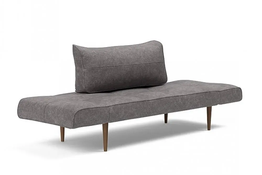 Illustration numéro 3 du produit Canapé lit  ZEAL STYLETTO cadre acier piétement chêne foncé tissu Avella Warm Grey